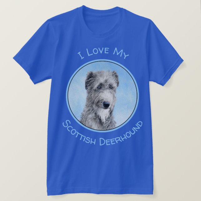 Camiseta Pintura De Deerhound Escocês - Cachorro Original C (Frente do Design)