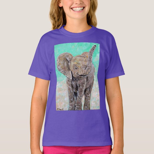 Camiseta Pintura de elefante bebê (Frente)