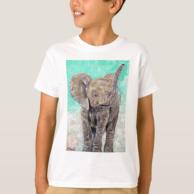 Camiseta Pintura de elefante bebê (Frente)
