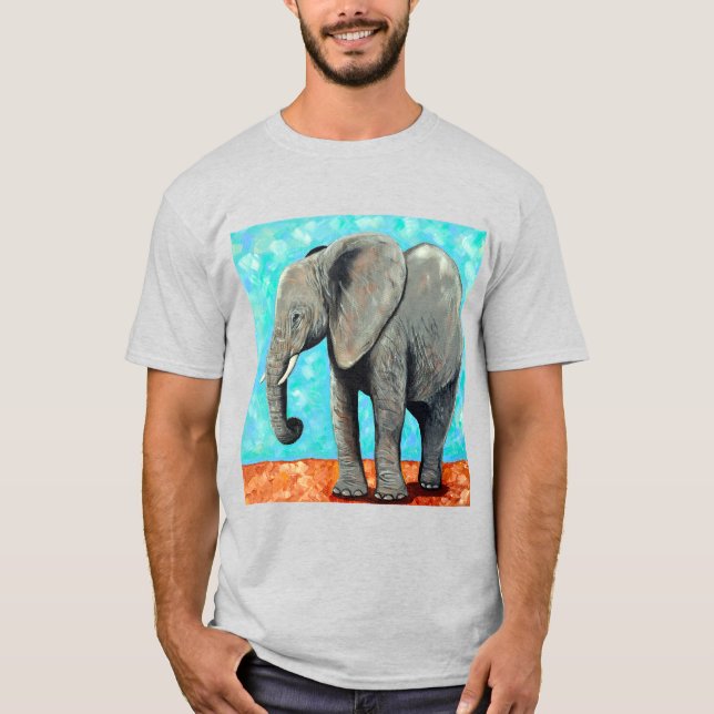 Camiseta Pintura de Elefante Bebê Grande  (Frente)