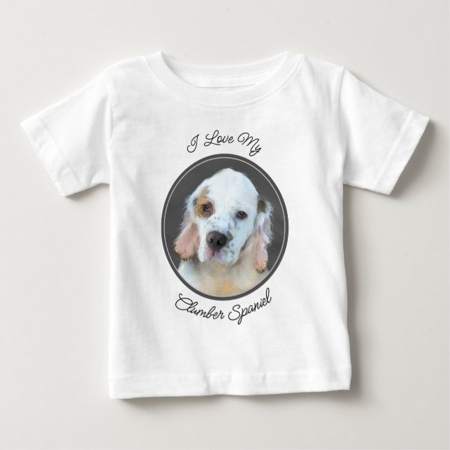 Camiseta Pintura de Espanhol Clumber - Arte de Cachorro Ori (Frente)