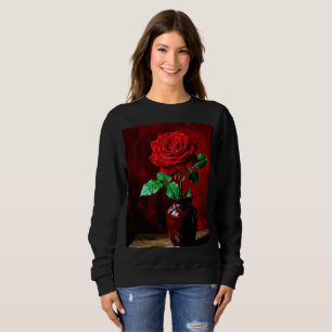Camiseta Pintura de Flor de Rosa Vermelha