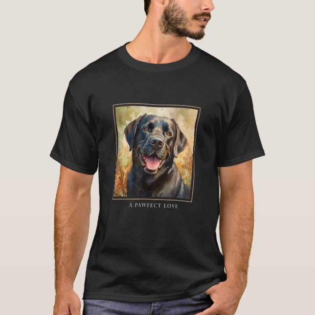 Camiseta Pintura de Flores de Jardim de Cachorro Labrador P (Frente)