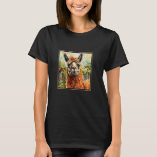 Camiseta Pintura De Flores Do Jardim De Llama Mãe Pai