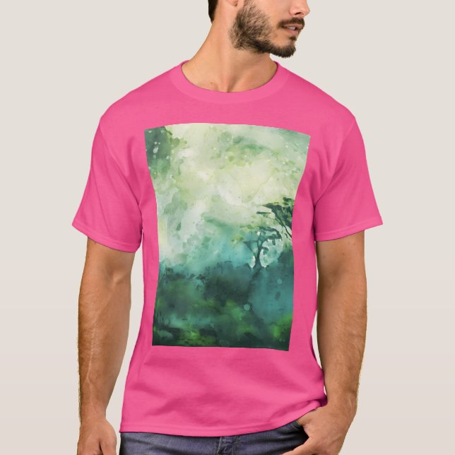 Camiseta Pintura de Floresta Verde_Watercolor (Frente)
