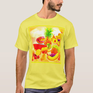 Camiseta Pintura de Frutas Tropicais exótica. Compre agora