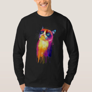 Camiseta Pintura de Gato de Aquarela Artística
