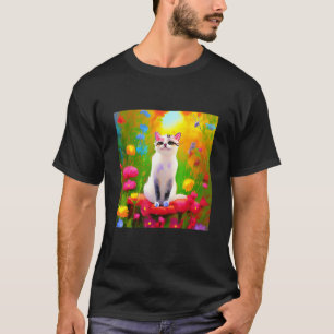Camiseta Pintura de Gato Kitty Elegante