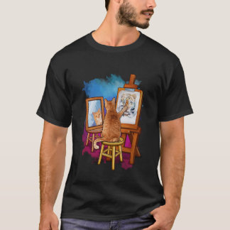 Camiseta Pintura de Gato Leão Artístico Amante de Animais G