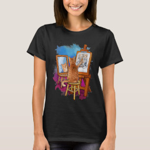 Camiseta Pintura de Gato Leão Artístico Animais Gráfico