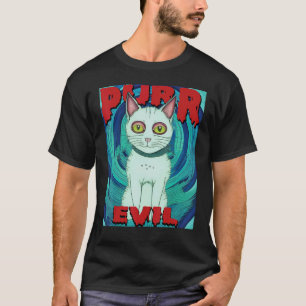 Camiseta Pintura de gato malvado ronronando