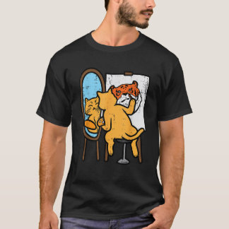 Camiseta Pintura de Gato Tigre Humor Divertido Inspirador H