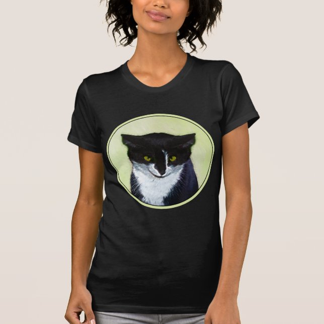 Camiseta Pintura de Gato Tuxedo - Arte de Gato Original Cus (Frente)
