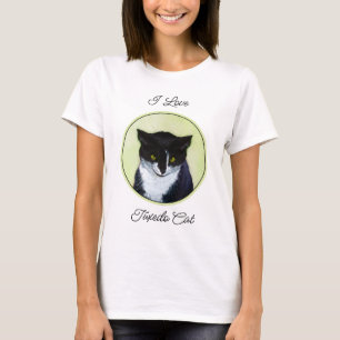 Camiseta Pintura de Gato Tuxedo - Arte de Gato Original Cus
