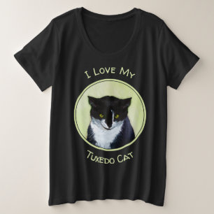 Camiseta Pintura de Gato Tuxedo - Arte de Gato Original Cus