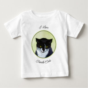 Camiseta Pintura de Gato Tuxedo - Arte de Gato Original Cus
