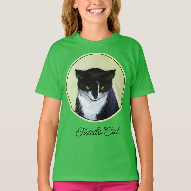 Camiseta Pintura de Gato Tuxedo - T-Shir Gato Original Boni (Frente)