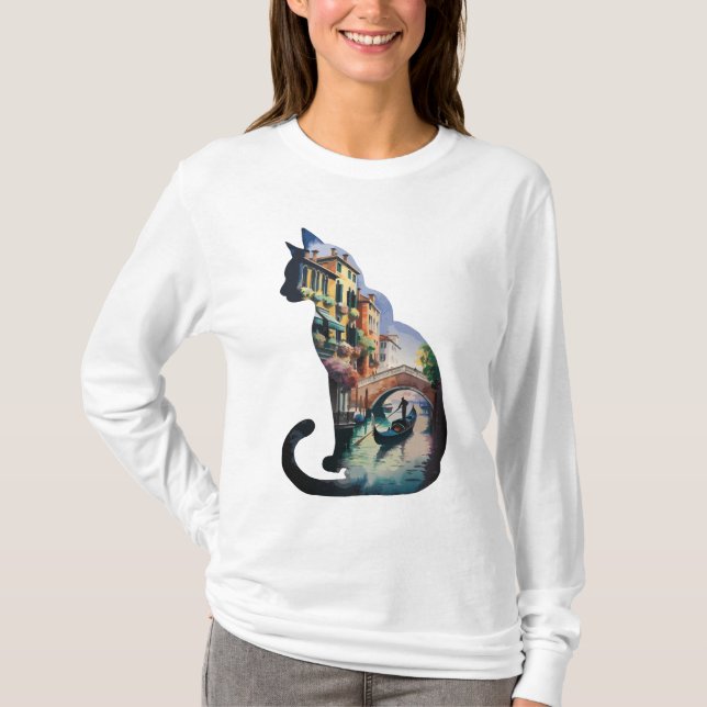 Camiseta Pintura de gatos-da-silhueta na Itália (Frente)