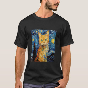 Camiseta Pintura de gatos engraçada Cat Lover Starry Night