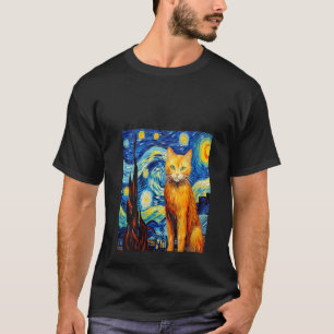 Camiseta Pintura de gatos engraçada Cat Lover Starry Night