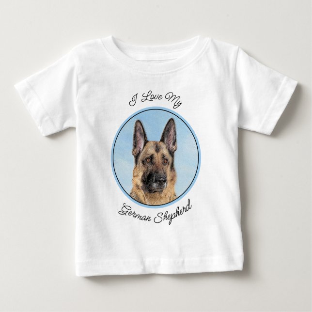 Camiseta Pintura de german shepherd - Arte de Cachorro Orig (Frente)