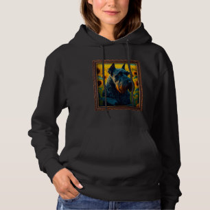 Camiseta Pintura de Giant Schnauzer Flor de Girassol Mãe Mu