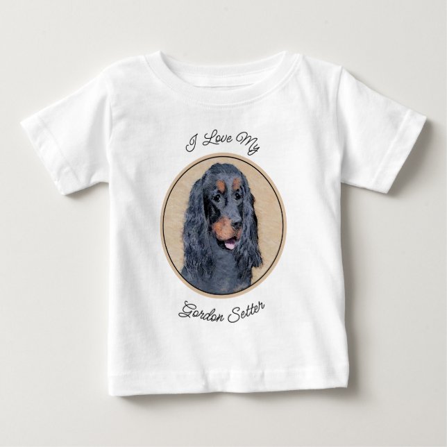 Camiseta Pintura de Gordon Setter - Arte de Cachorro Origin (Frente)
