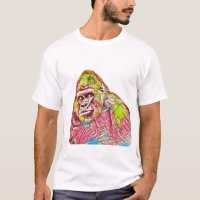 Pintura de Gorila Amarela Cor-de-rosa