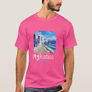 Camiseta Pintura de Grécia Mykonos