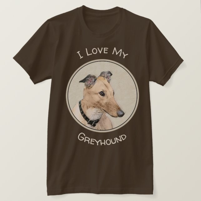 Camiseta Pintura de Greyhound - Arte de Cachorro Original (Frente do Design)