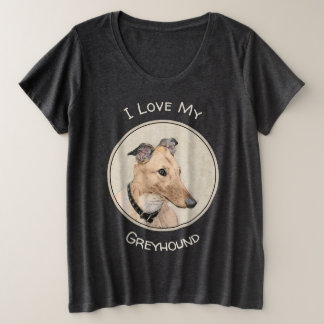 Camiseta Pintura de Greyhound - Arte de Cachorro Original