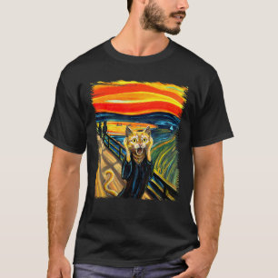 Camiseta Pintura de Gritar de Gato Laranja Gato de Gato de