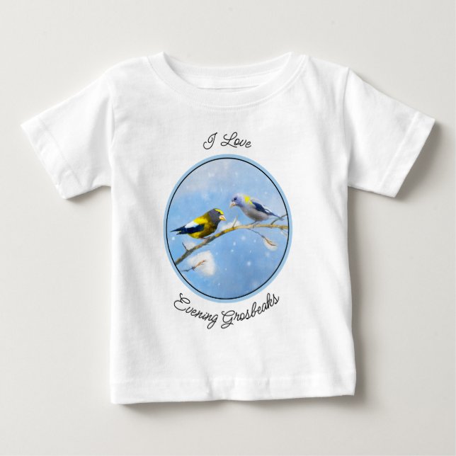 Camiseta Pintura de Grosbeak Evening - Arte de Cachorro Ori (Frente)