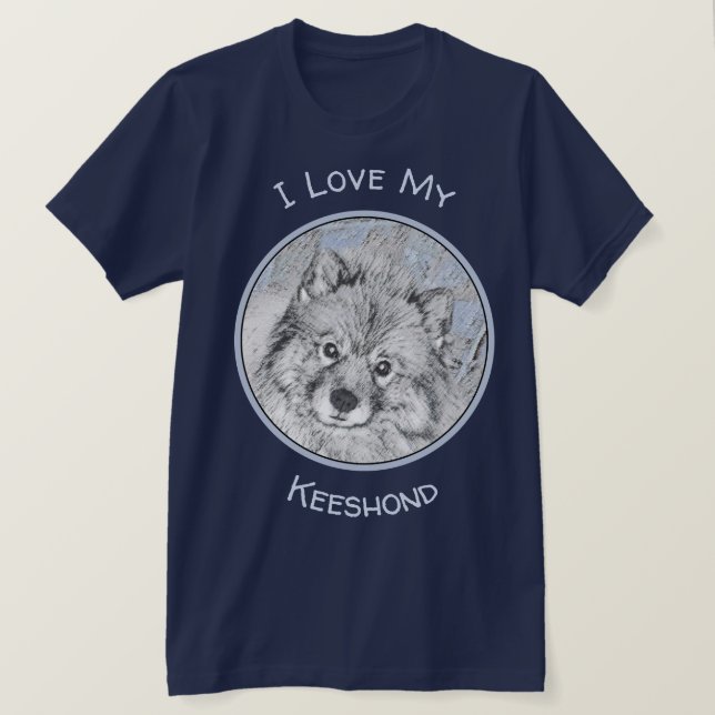 Camiseta Pintura de Keeshond Beth - Arte de Cachorro Origin (Frente do Design)