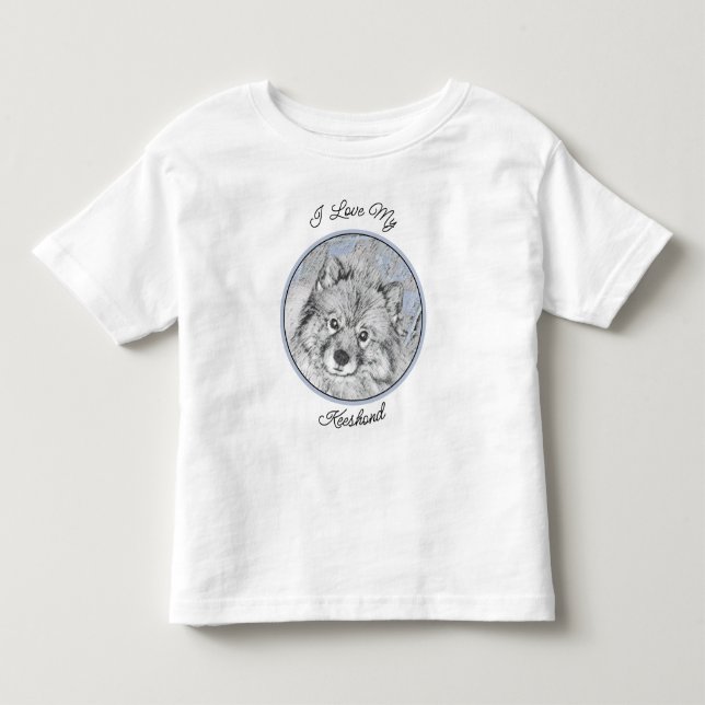Camiseta Pintura de Keeshond Beth - Arte de Cachorro Origin (Frente)