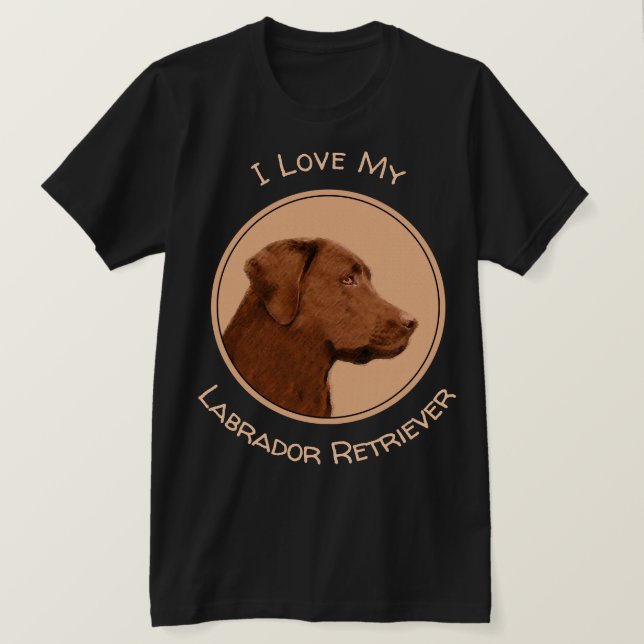 Camiseta Pintura de Labrador Retriever (Chocolate) - Arte C (Frente do Design)