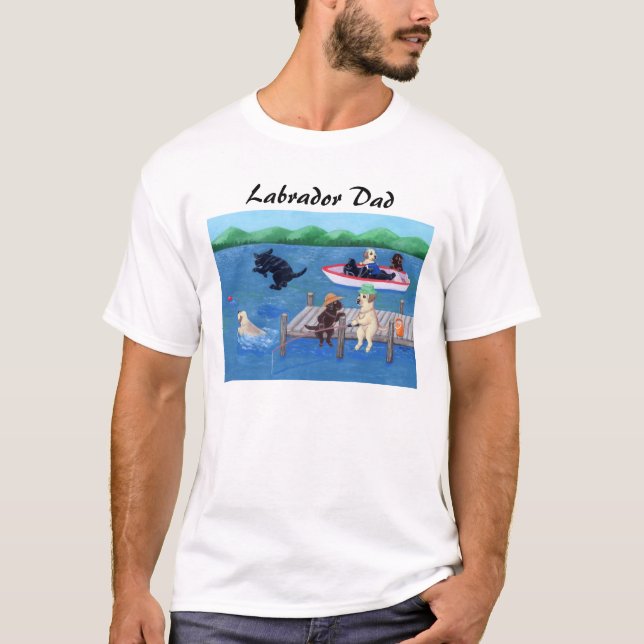 Camiseta Pintura de Labradores do Lake Fun (Frente)