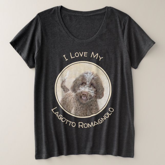 Camiseta Pintura De Lagotto Romagnolo - Arte De Cão Origina (Frente do Design)