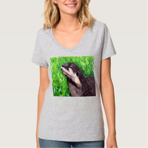 Camiseta Pintura de Lontra do Rio Pequeno
