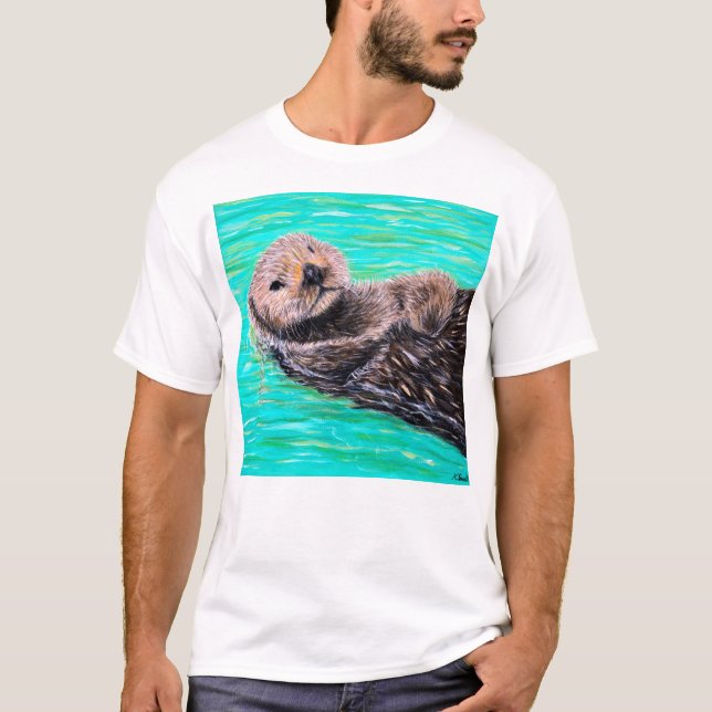 Camiseta Pintura de Lontra Mar Fluffy (Frente)