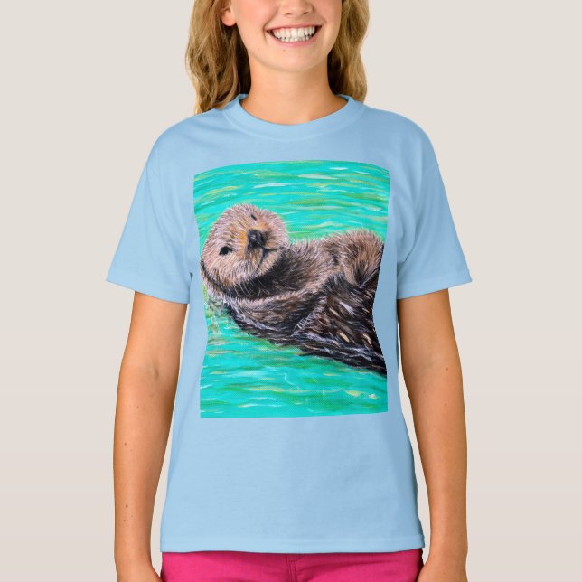 Camiseta Pintura de Lontra Mar Fluffy (Frente)