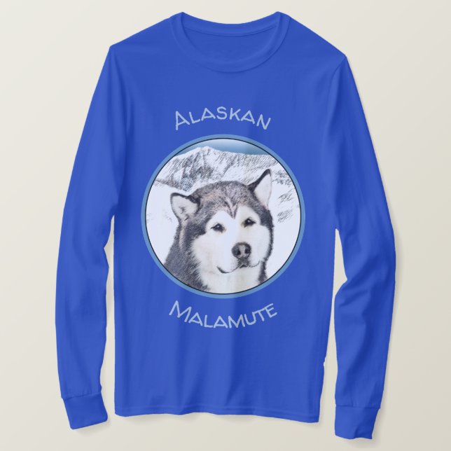 Camiseta Pintura de Malamute no Alasca - Arte de Cachorro O (Frente do Design)