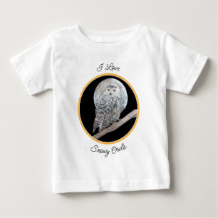 Camiseta Pintura de Moon e Coruja de Neve - Arte de Pássaro