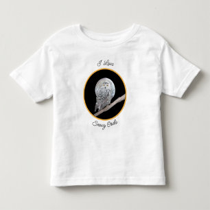 Camiseta Pintura de Moon e Coruja de Neve - Arte de Pássaro