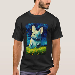 Camiseta Pintura de Noite Estelar Chinchilla Cute