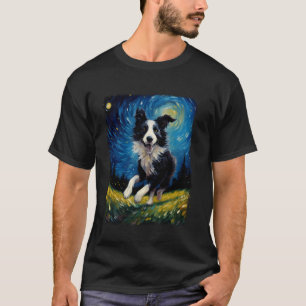 Camiseta Pintura de Noite Estelar de Collie
