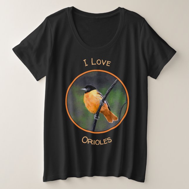Camiseta Pintura de Oriole - Arte Original para Pássaros (Frente do Design)