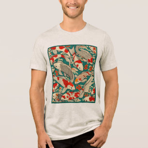 Camiseta Pintura de padrão de peixe Koi japonês Vintage