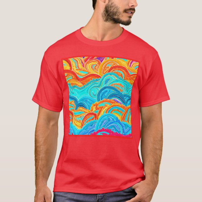 Camiseta Pintura de Padrões de Ondas. Comprar Agora (Frente)