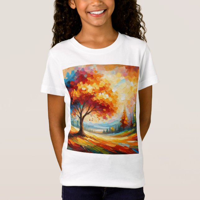 Camiseta Pintura de Paisagem Com Cores Brilhantes (Frente)